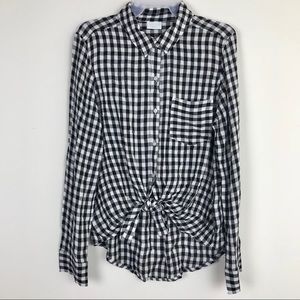 Abound NWT Button Up Long Sleeve Check Top